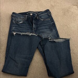 American Eagle Outfitters Distressed Dark Blue bootcut flare Jeans